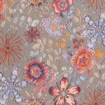 Missoni Home MAGIC GARDEN 10310 Iridescent taupe grey background with flowers in orange, coral, red...