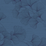 Armani Casa DALI 9875 Metallic blue and indigo ginkgo leaf pattern