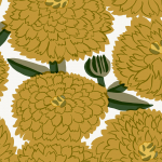 Marimekko PRIMAVERA 25107 Mustard yellow, green, khaki and white
