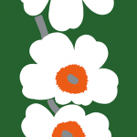 Marimekko UNIKKO 60th Anniversary Mural JV-25990 Green, orange, grey and white