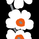 Marimekko UNIKKO 60th Anniversary Mural JV-25991 Black, orange, grey and white