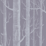 Cole and Son Woods 69/12151 In pale grey against a dusky mauve grey.