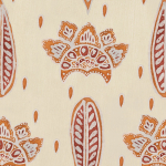 Mind The Gap BETHEL BATIK WP30078 Features terracotta and burnt orange on a cream background.
