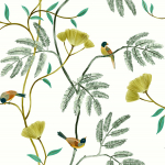 Today Interiors Kohana Branch CH30300 White, brown, charcoal, khaki, teal