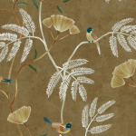 Today Interiors Kohana Branch CH30305 A rich tan, taupe, green, cream, rust, peach, navy
