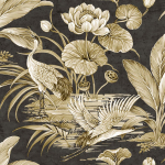 Today Interiors TSURU BIRD CH30915 Deep dark brown backdrop, tan and cream