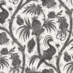 Today Interiors ST PAUL CL30500 Black and white on a natural beige grasscloth background.