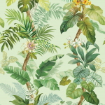 Today Interiors SWEDELAND  CL31004M Sage green, moss green, and lemon yellow on a light mint background.