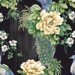 Today Interiors SANDY CL31300 Sapphire blue, emerald green, and creamy ivory on a deep black back...