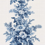 Today Interiors SARACENS CL31502 Vibrant floral patterns in shades of cobalt and indigo on a light c...