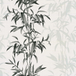Today Interiors SAVAGE GARDENS CL31700 Dark grey bamboo stalks and leaves on a light grey background with ...