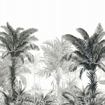 Today Interiors SUN COURT CL31800M Charcoal black and slate grey palm trees and foliage on a pristine ...