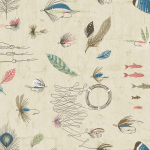 Today Interiors THAXTED CL72001 Soft beige/taupe background with illustrations in soft green, blue,...