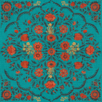 Mind The Gap Hindu Bloom WP20408 Red, Turquoise, Gold
