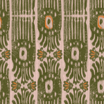Mind The Gap IKAT WP20818 A lively mix of plaster pink, green, and vibrant orange on a Nottin...