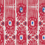 Mind The Gap IKAT WP20819 A striking blend of deep berry red and crisp white on a raspberry r...