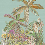 Jannelli & Volpi JAIPUR GARDEN Panel JV-6871 Aqua blue, green, khaki, olive, orange, charcoal, terracotta, purpl...