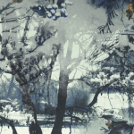 Jean Paul Gaultier BRUME 3307-03 A serene, ethereal landscape in deep indigo and soft grey, subtly a...