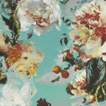 Jean Paul Gaultier FLAMBOYANT 3301-01 Soft blue background with pastel flowers, subtly shimmering.