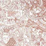 Jean Paul Gaultier HORIMONO 3303-03 A vivid orange ink on a clean white background.