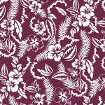 Jean Paul Gaultier JAMAIQUE 3338-04 Deep mauve-purple with ivory tropical floral motifs, subtly iridesc...