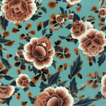 Jean Paul Gaultier MACAO 3341-01  Luminous aqua-blue background with coral, pink, burnt orange, and i...