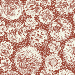 Jean Paul Gaultier PUNTO MADAMA 3334-03 Brick red background with intricate white embroidery.