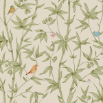 Jannelli & Volpi BAMBOU JV-7252 Green, soft blue, muted red, brown, teal on pale taupe background