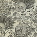 Jannelli & Volpi LITHOPS Grasscloth JV7244 Charcoal, black, grey, cream white on metallic silver background