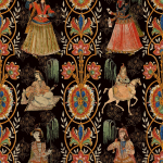 Mind The Gap MAGHREBIAN FOLKTALE WP20747 Bold black background highlighting the intricate and vibrant folklo...