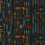 Mind The Gap OLD TOOLS  WP20598 Anthracite, Blue, Yellow, Red, Brown