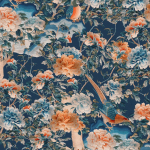 Mind The Gap A MANCHURIAN NIGHT WP20591 Blue,Taupe, Red, Peach, Brown