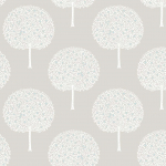 Today Interiors FRUIT TREES TR71308 Muted grey background with white branches and delicate blue apples ...