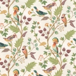 Osborne & Little MAYANI W7902-03 Lively birds in teals, corals, and yellows with olive green foliage...