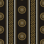 Today Interiors MEDALLION WH40106 A bold, high-contrast design featuring black and metallic gold meda...