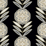 Today Interiors BELLE FLORAL WH41105 This wallpaper features a deep black background adorned with metall...