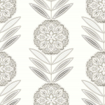 Today Interiors BELLE FLORAL WH41108 Matte white background with soft grey floral print. Elegant, subtle...